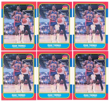 1986-87 Fleer Basketball #109 Isiah Thomas Rookie Card - Collection Of (6)